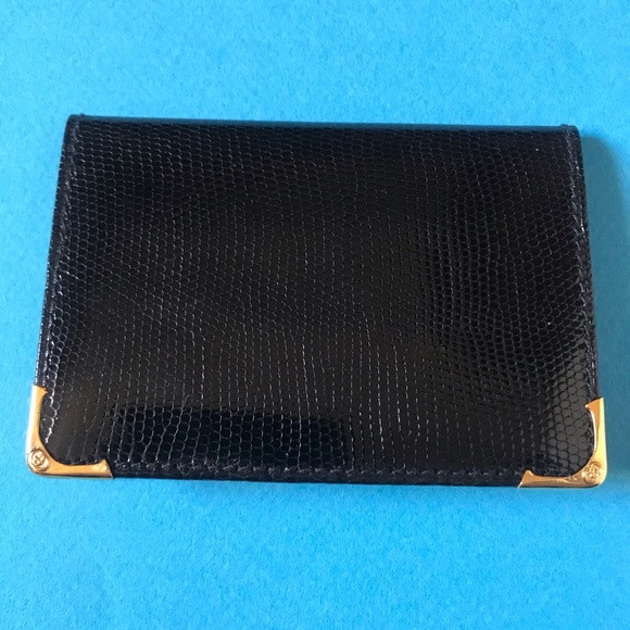 GUCCI Address/Phone Business Card Folio - VINTAGE 70s - RARE- Black Lizard - NEW - Picture 2 of 10